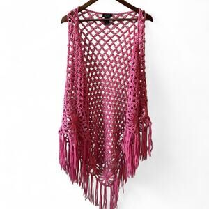 Y2k guess pink crocheted shawl